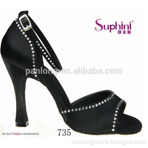 Fashion Black High Heel Dance Latin Shoes 735